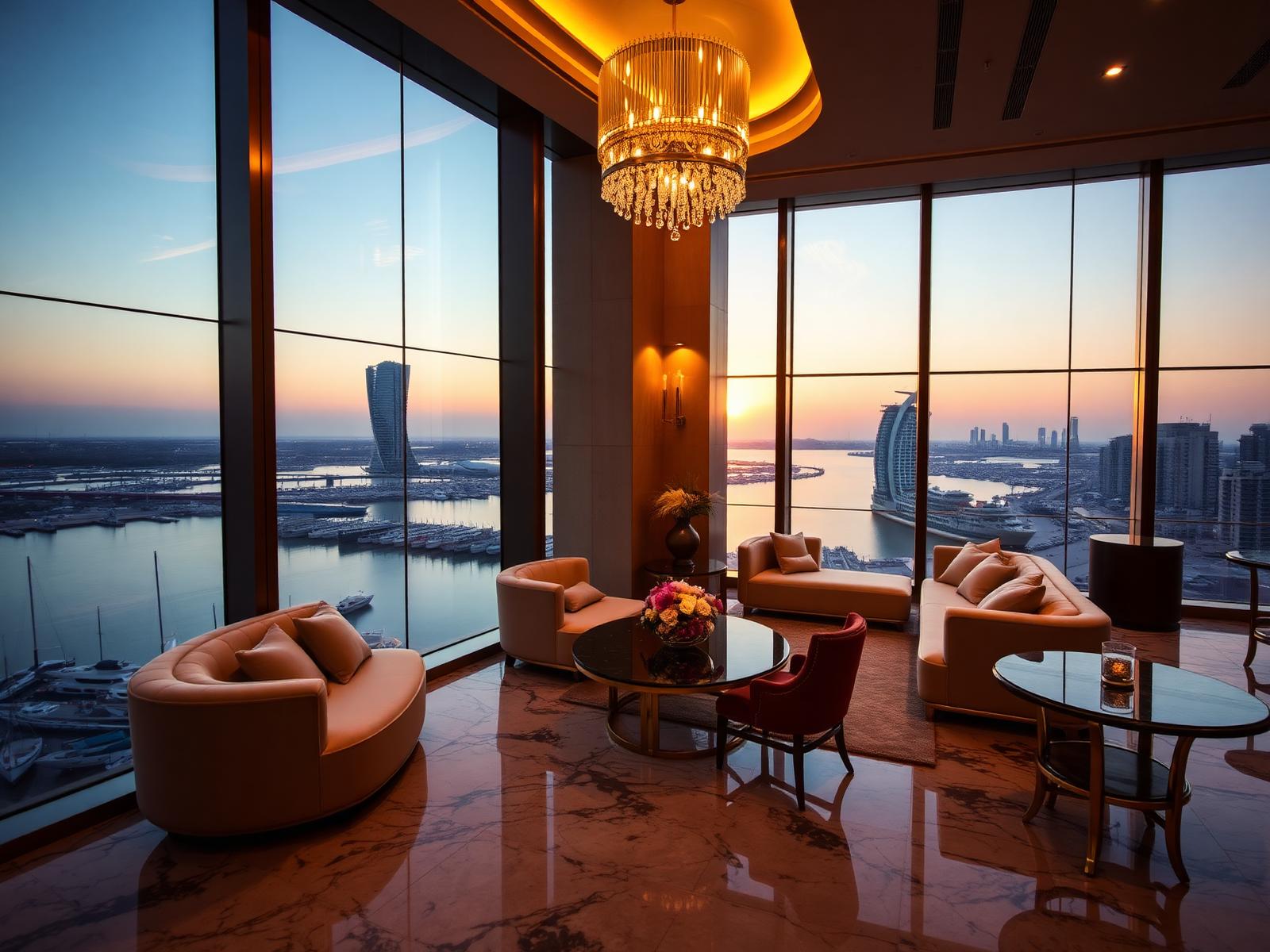 Dubai penthouse lounge overlooking Marina